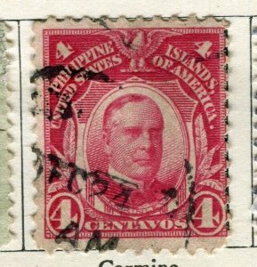 PHILIPPINES; 1908 early Portrait issue fine used 4c. value