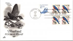 FDC 1991 SC #2478 Artcraft Cachet - Aurora Co - Block Of 5 - J2580