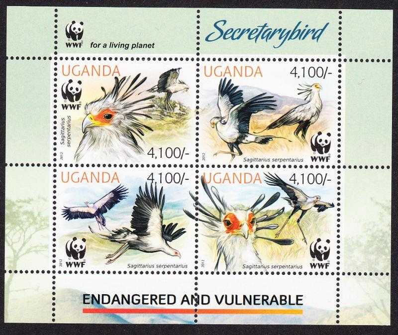 Uganda WWF Secretarybird Miniature Sheet