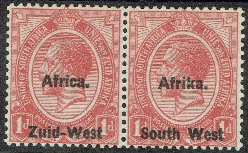 SOUTH WEST AFRICA 1923 KGV SETTING I 1D PAIR ERROR AFRICA ABOVE MNH **  CERT