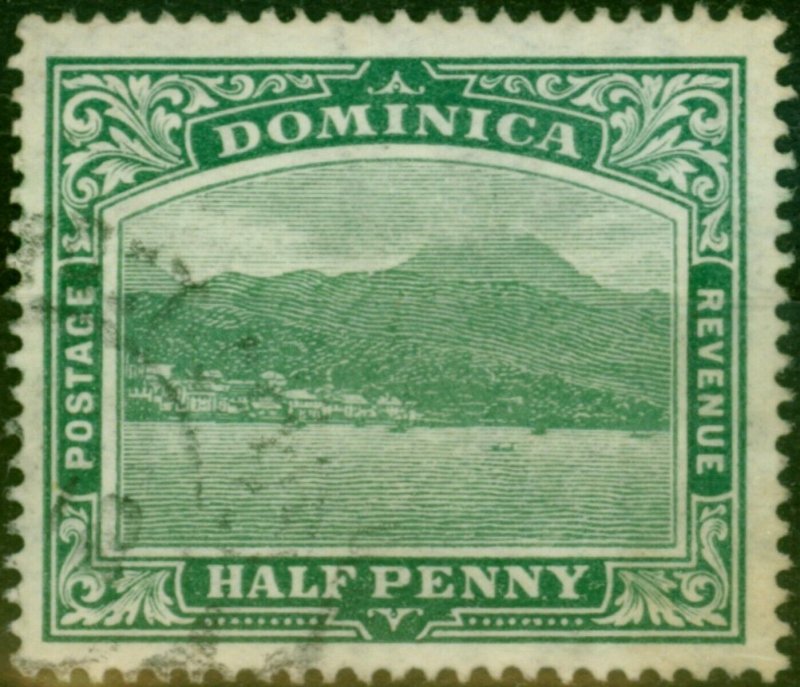 Dominica 1907 1/2d Green SG37x Wmk Sideways Reversed Fine Used Scarce