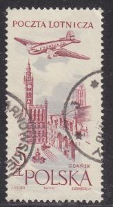 Poland C46 Airplane Over Gdansk 1958