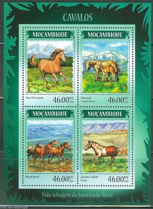 MOZAMBIQUE 2014 HORSES SHEET  MINT NH