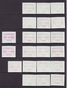 Luxembourg-21 NH frama labels-various ATM-