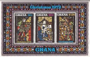 Ghana - 1972 Christmas Paintings - 3 Stamp Souvenir Sheet - Scott #471a
