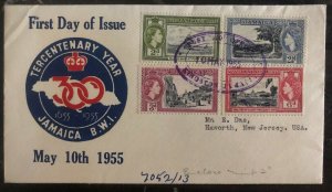 1955 Kingston Jamaica first day cover To Haworth NJ USA Tercentenary Year