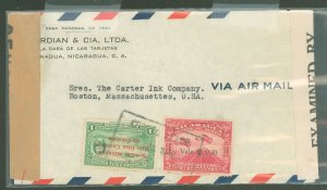 Nicaragua  1942 double censor cover, surcharge mix, Will Rogers