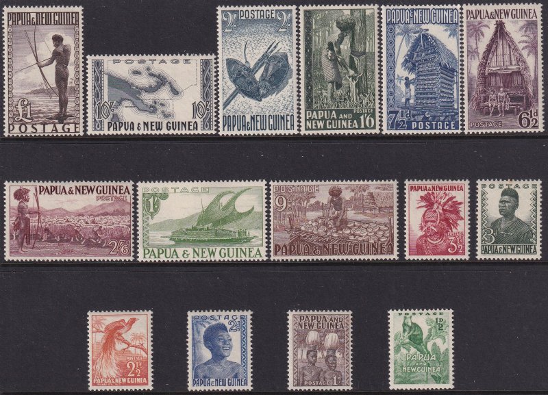 Sc# 122 / 136 Papua New Guinea 1952 complete set to £1 MNH CV $160.00