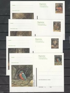 Slovenia, 1996 issue. Rabbit, Fox & Birds on 4 Postal Cards. ^