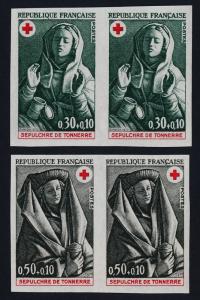 France B471-2 imperf pairs MNH Mary Magdalene, Mourning Woman, Red Cross