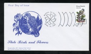 US 1973 State: Massachusetts Chickadee Trailing-Arbutus UA 1st Franklin SC FDC