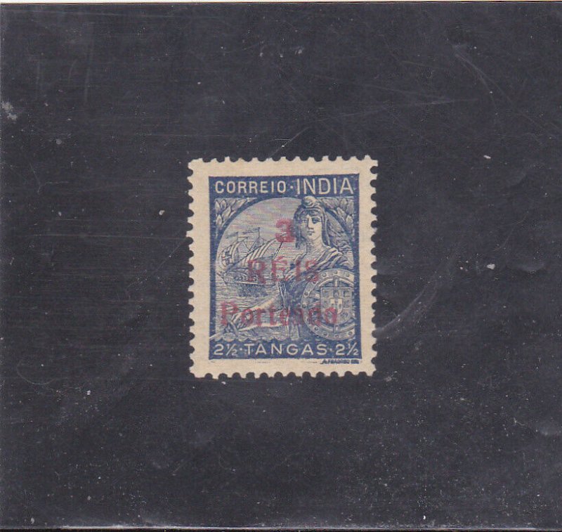 PORTUGUESE INDIA POSTAGE DUE SURCHARGED 3 r. s/ 2 1/2 T. (1943) MNH