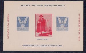 Souvenir Sheet for Newark NJ Essex  Stamp Club with 3c Win The War #905 design