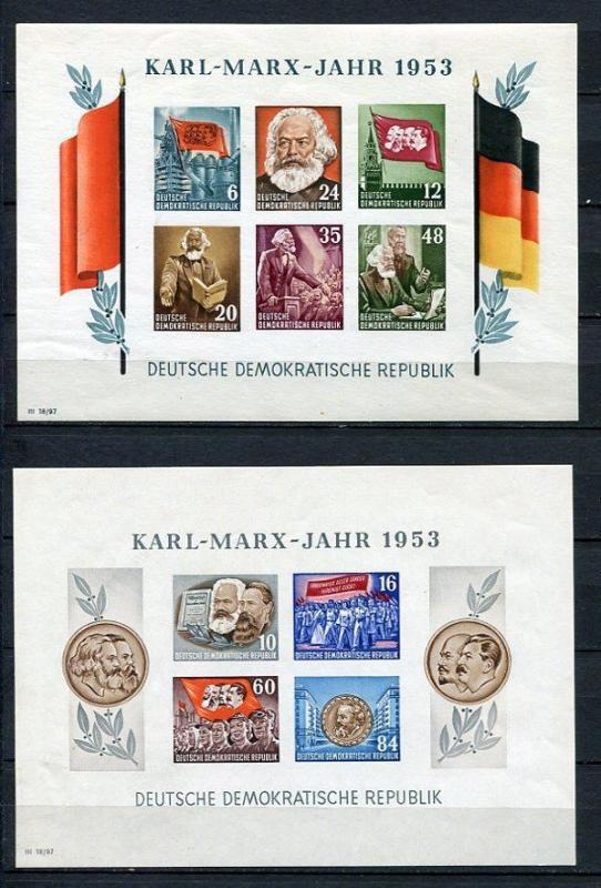 Germany 1953 Mi Block 8-9B MNH Imperf K.Marx and F. Engels CV 240 euro