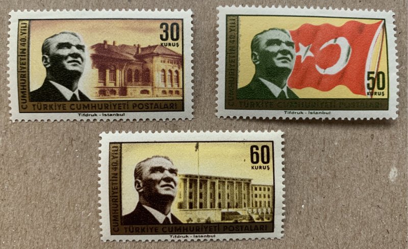 Turkey 1963 Turkish Republic, MNH.  Scott 1604-1606, CV $1.90