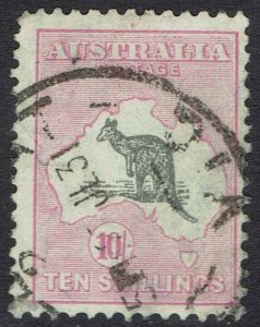 AUSTRALIA 1929 KANGAROO 10/- SMALL MULTI WMK USED  