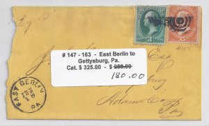 US Scott #147 and 163 used on cover