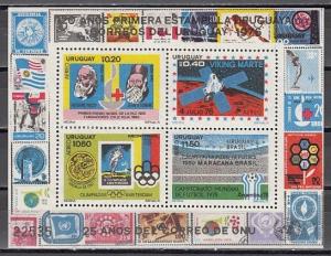 Uruguay, Scott cat. C424. Red Cross, Olympics, Soccer, Space shown on s/sheet.