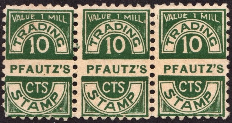 Pfautz Trading Stamp Strip of Three: No Gum