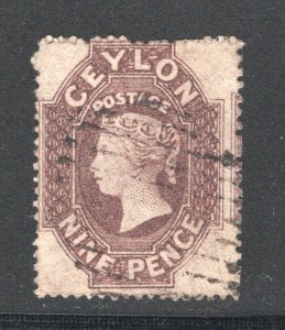 Ceylon #22      F/VF, Used, 9p lilac brown, CV $275.00 .....  1290019