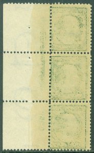 EDW1949SELL : USA 1908 Scott #331 Imprint Plate # strip of 3. Mint NH. Cat $49.
