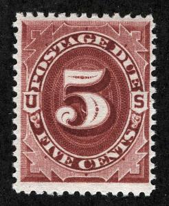 US Sc J25 Bright Claret 5¢ Postage Due MNH Original Gum