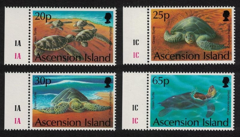 Ascension Green Turtles 4v Margins 1994 MNH SG#624-627