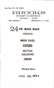 Brooks: Sale # 24  -  24th Mail Sale of United States, Co...