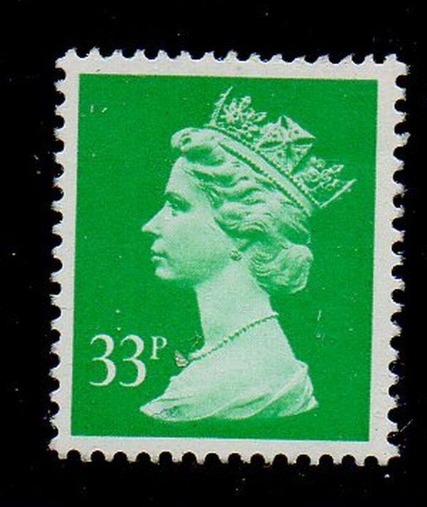 Great Britain Sc MH146 1990 33p emerald QE II Machin Head stamp mint NH