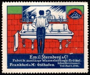 Vintage Germany Poster Stamp Emil Sternberg Factory Sanitary Water Pipe Items