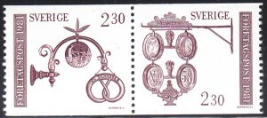 Sweden 1981 MNH Sc #1385a Pair 2.30k Baker's and Pewter shop Signs