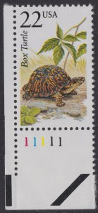 US 2326 North American Wildlife Box Turtle 22c plate single LL #11111 MNH 1987