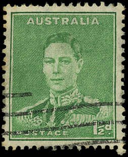 AUSTRALIA Sc 181B USED - 1941 1½p King George VI - Pf 15x14 -  Sound, No Faults
