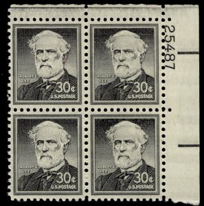 US #1049 PLATE BLOCK, VF mint never hinged, 30c Lee,  a wonderful plate block...