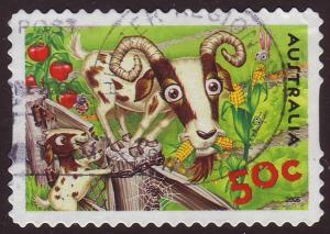 Australia 2005 Sc#2435 50c Goat & Rabbits, Animals, Farmyard USED.