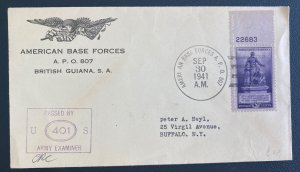 1942 US Army Base In British Guiana 807 Cover To Buffalo NY Usa