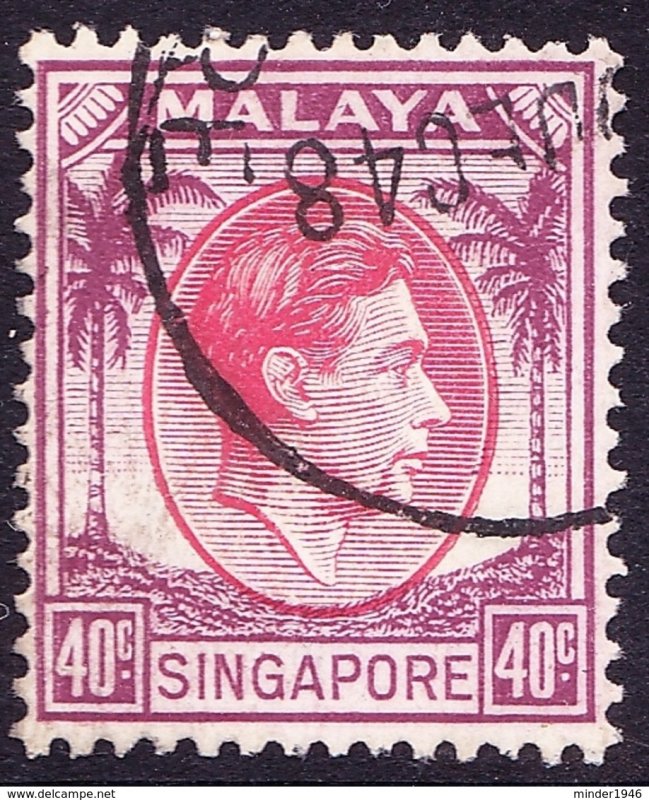 SINGAPORE 1948 KGVI 40c Red and Purple SG15 FU