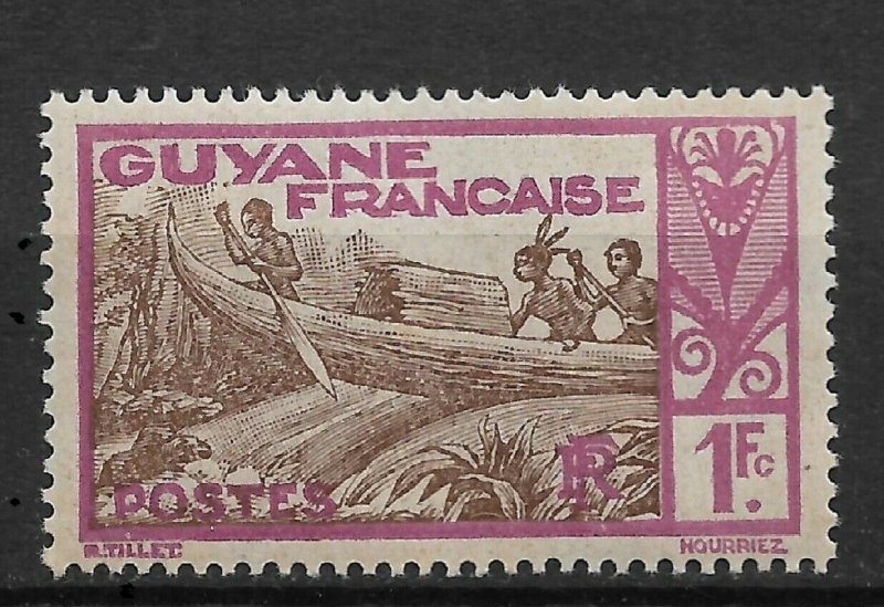 French Guiana 1929, 1fr vio brwn, Scott # 133, VF MNH** (RONPAT-5)