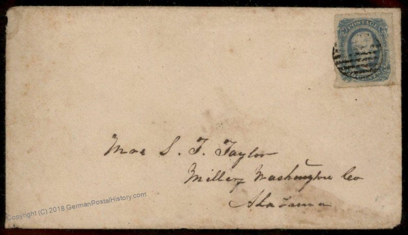 CSA #12 Civil War Confederate Cover Millery Alabama 92875