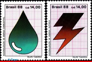 2128-29 BRAZIL 1988 ENERGY RESOURCES, ELECTRICITY, FUEL, MI# 2245-46 C-1579, MNH