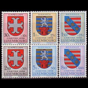 LUXEMBOURG 1958 - Scott# B204-9 Town Arms Set of 6 NH