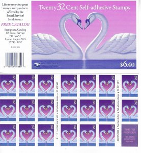 US#3123   $0.32 Swans Love stamps booklet of 20  (MNH) CV$13.00