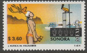 MEXICO 1971, $3.60 Tourism Sonora, deer dance, pelican. Mint, Never Hinged F-VF.