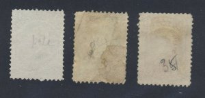 3x Newfoundland Used Stamps; #34-3c F #34-3c F #35-6c F Guide Value = $110.00