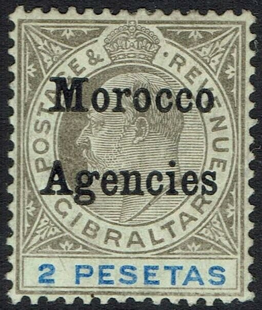 MOROCCO AGENCIES 1905 KEVII 2P WMK MULTI CROWN CA 