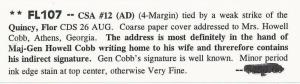 CSA Scott #12 Tied to Cover by Quincy, FL CDS 26 Aug Howell Cobb to Wife 