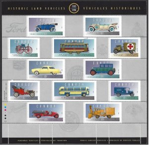 Canada #1605 MNH pane of 25, Historic land vehicles, issued 1996