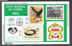 Bolivia 469 Soccer Footnoted Souvenir Sheet MNH VF