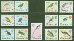 Gambia Scott 215-227 MNH** 1966 Bird stamp set (13) CV $10