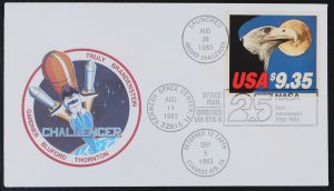 U.S. Used #1909 $9.35 Eagle Challenger Flight First Day Cover. Pristine!